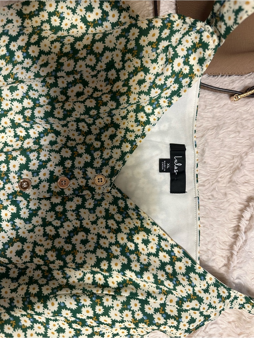 Lulu's Green and White Floral Midi Dress - Picture 4 of 4
